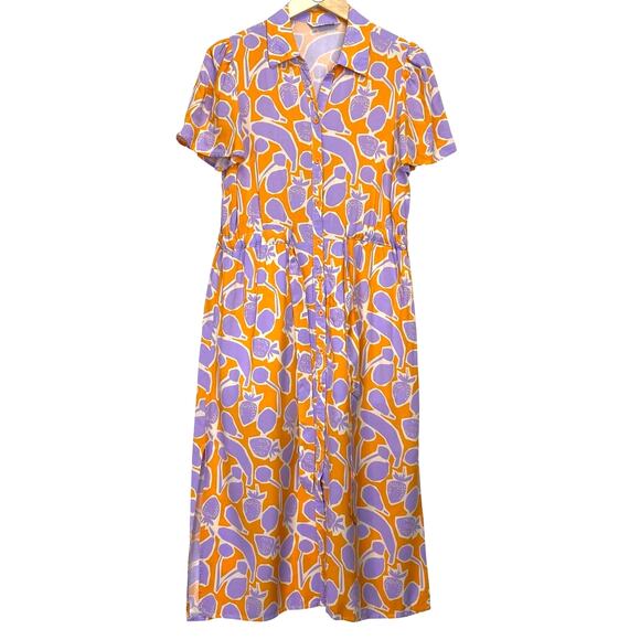 Vibrant Orange and Purple Midi Dress - Picture 2 of 11